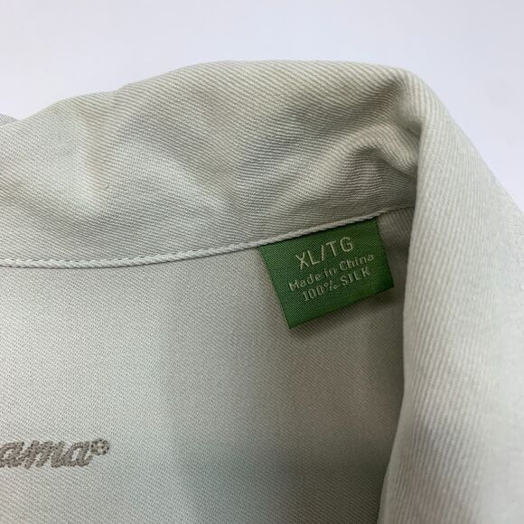 Tommy Bahama Shirt Mens XL Extra Large Beige Silk Button Up Short Sleeve Pocket - Picture 5 of 14